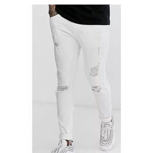 NWT Asos Men's destroyed white jeans sz 30x30